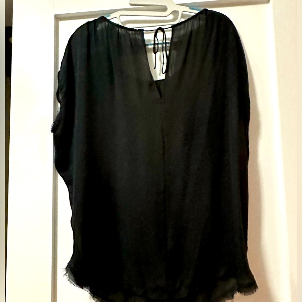 VINCE silk top raw hem